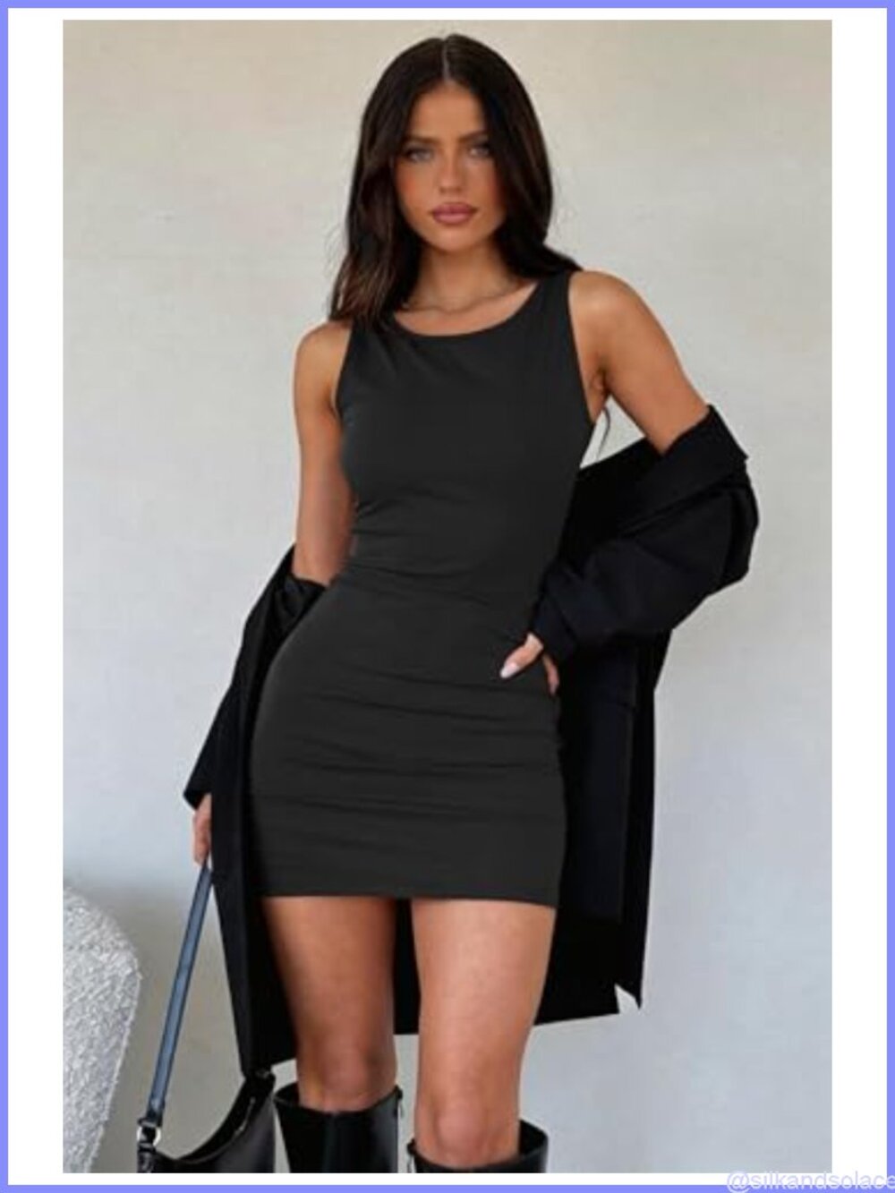 Women's Bodycon Tank Mini Dress Sleeveless Club Party Dress - Picture 5 of 5